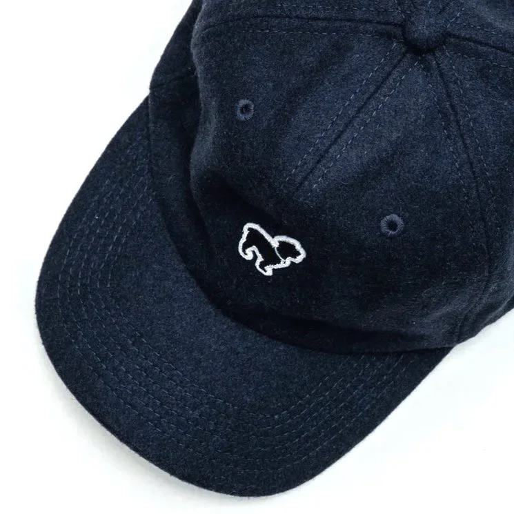 Close-up of Navy wool texture on The Saugy Dog® hat
