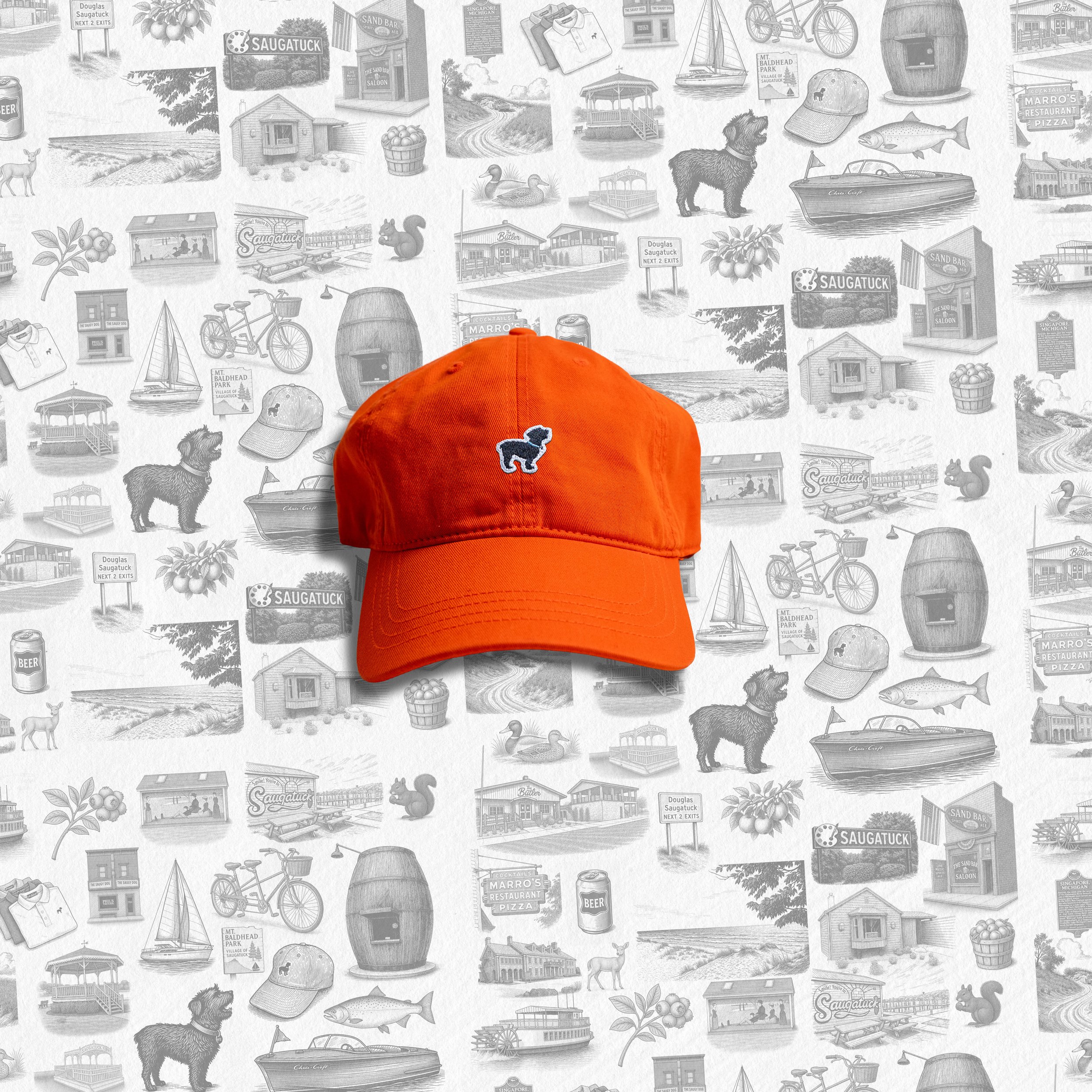 Brushed twill chino cap in sailing orange, front view