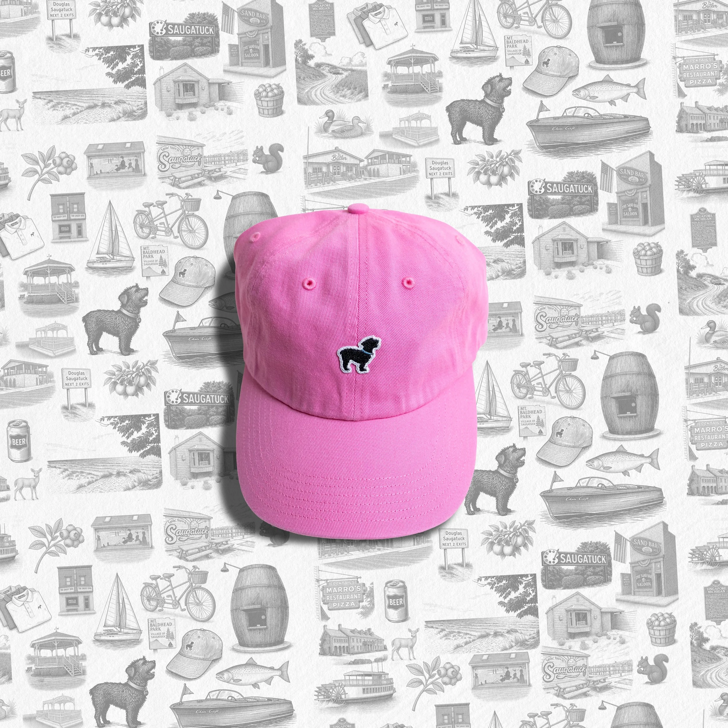 Brushed twill chino cap in hot pink, front view