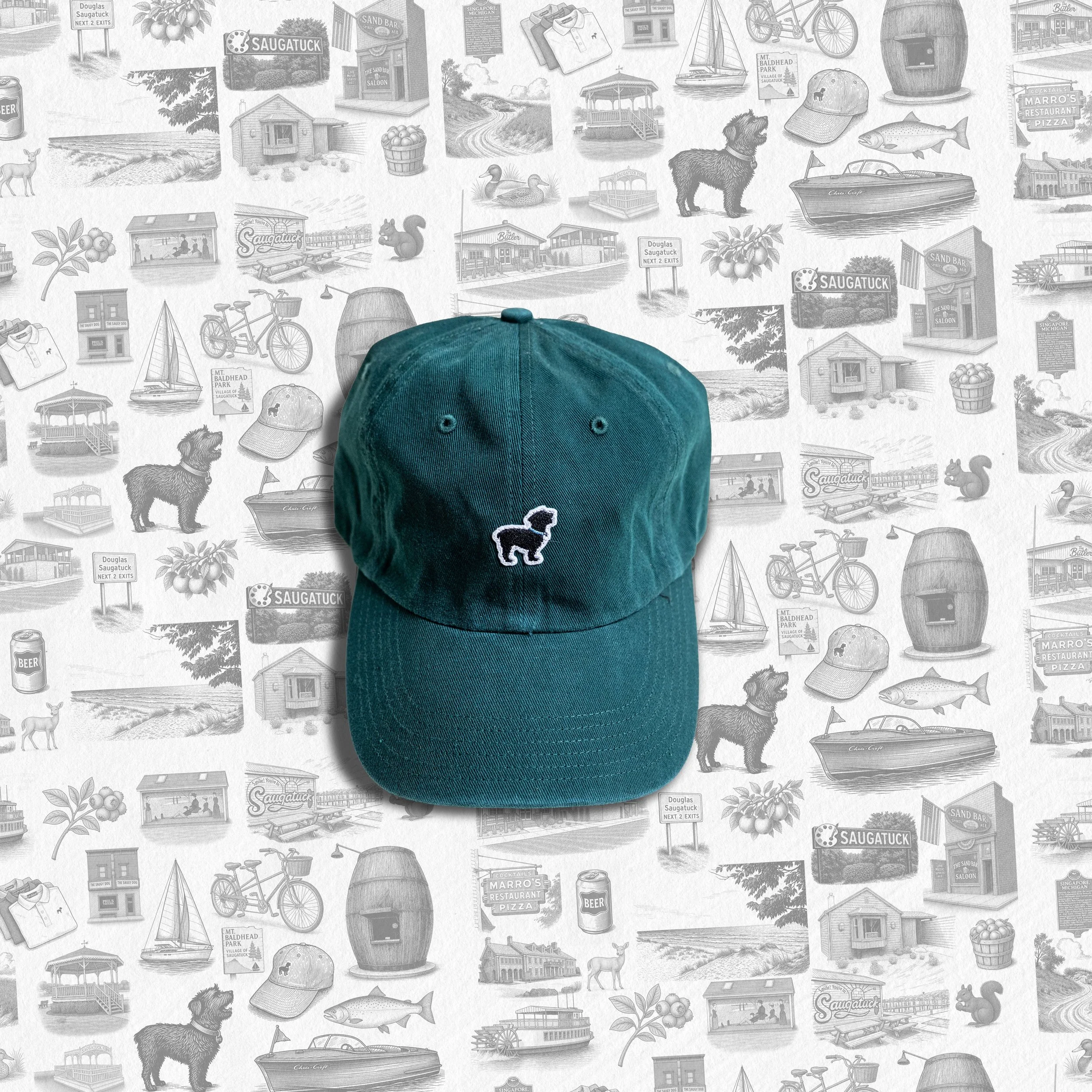 Brushed twill chino cap in Spartan green front view
