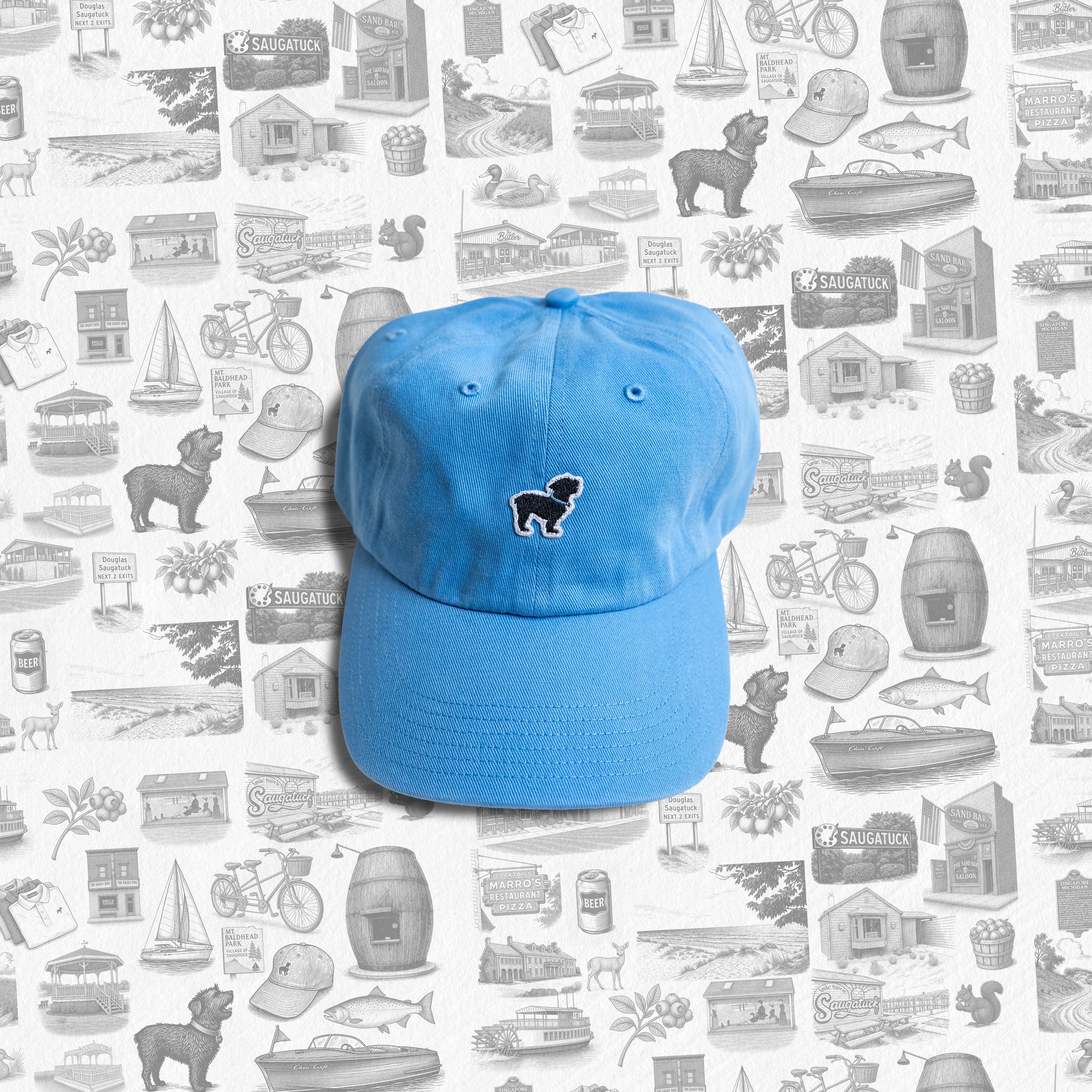 Brushed twill chino cap in light blue, front view