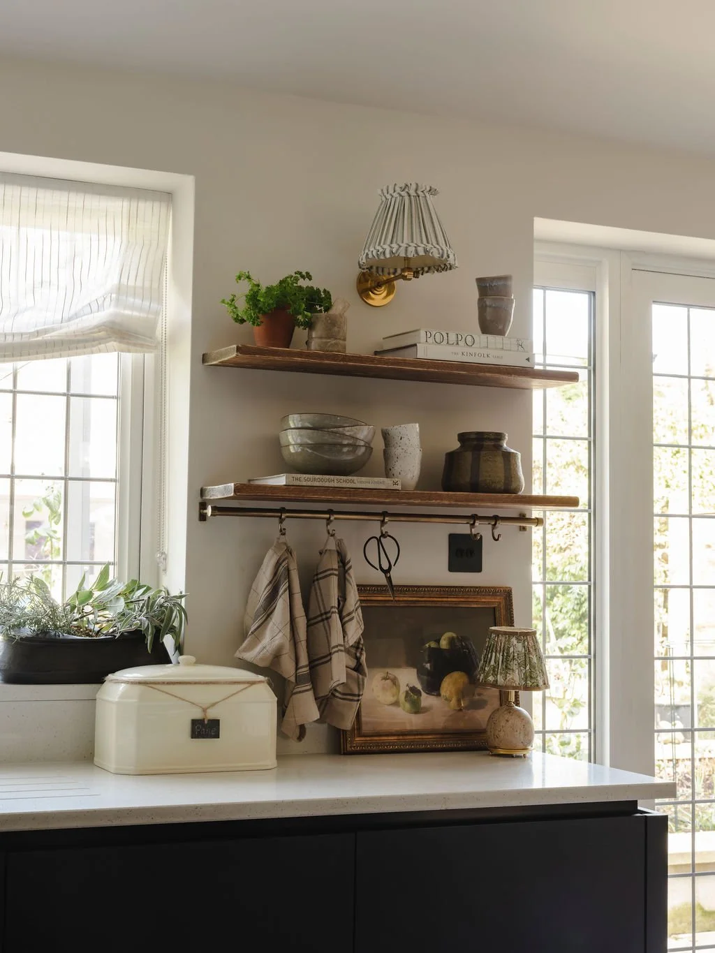 Elegant kitchen interior with natural textures and calm colour palette