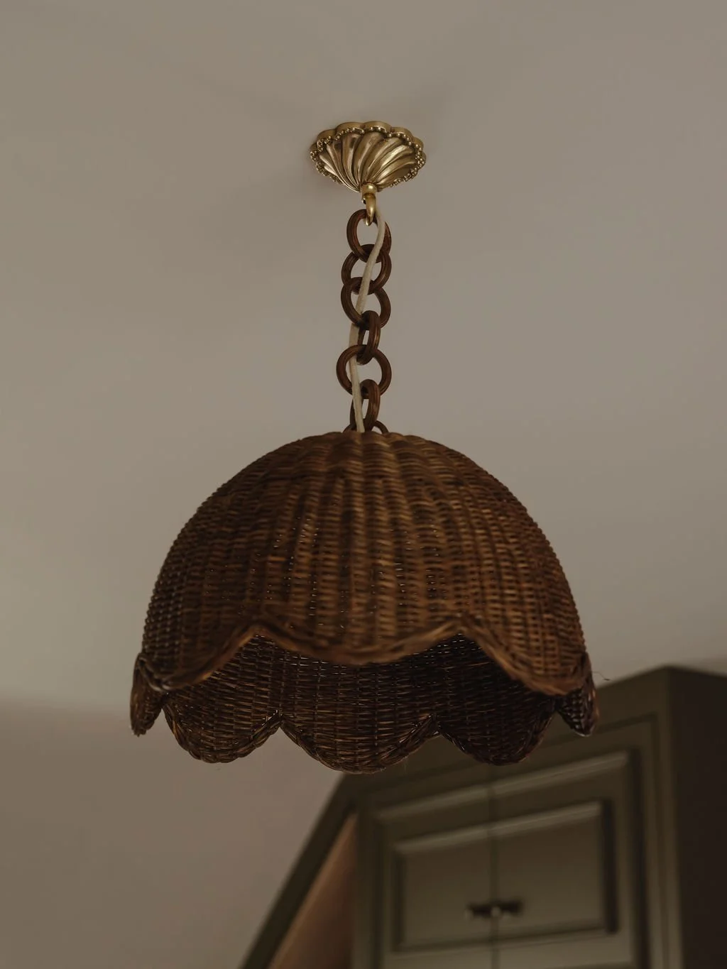 Bedroom pendant lighting detail in a refined Bourne End, Buckinghamshire interior
