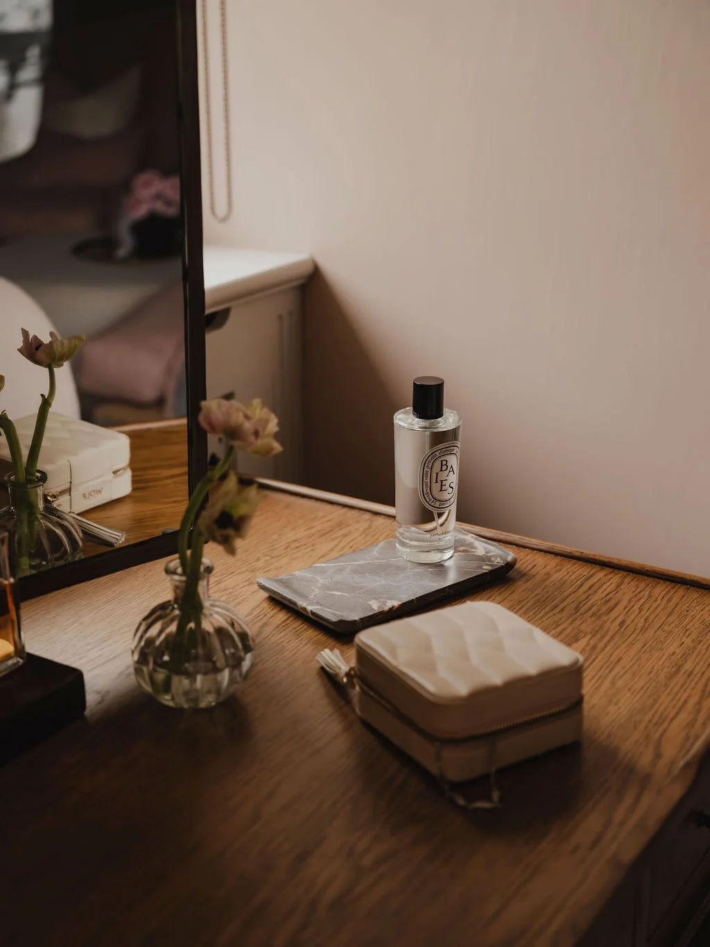 Refined dressing table area within a boutique-style guest bedroom in Bourne End
