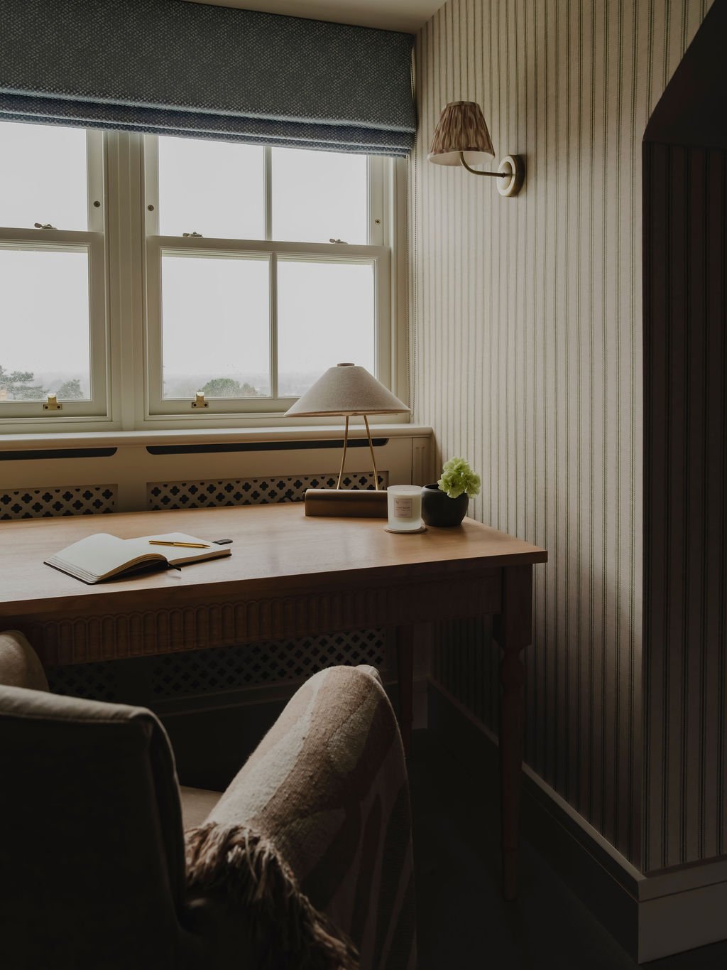 Elegant residential interior detail styled with natural materials and soft lighting