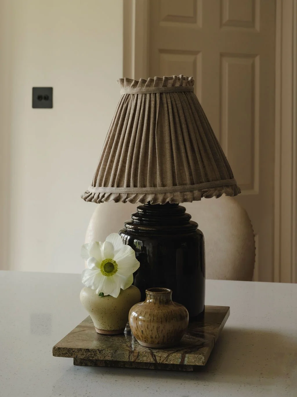 Kitchen styling with natural textures and soft neutral tones