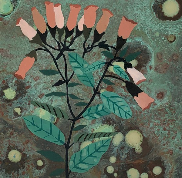Gloxinia | 2020 | oil paint, oxidized copper, lacquer | 5.75 x 5.75 inches