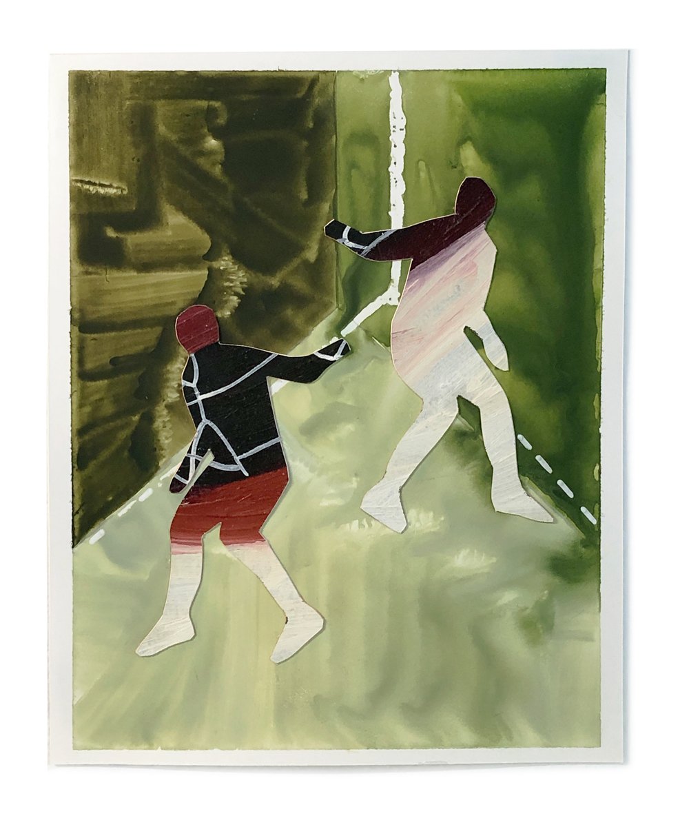 I can't find it in the dark, 2021, gouache on yupo, 10 x 8 inches