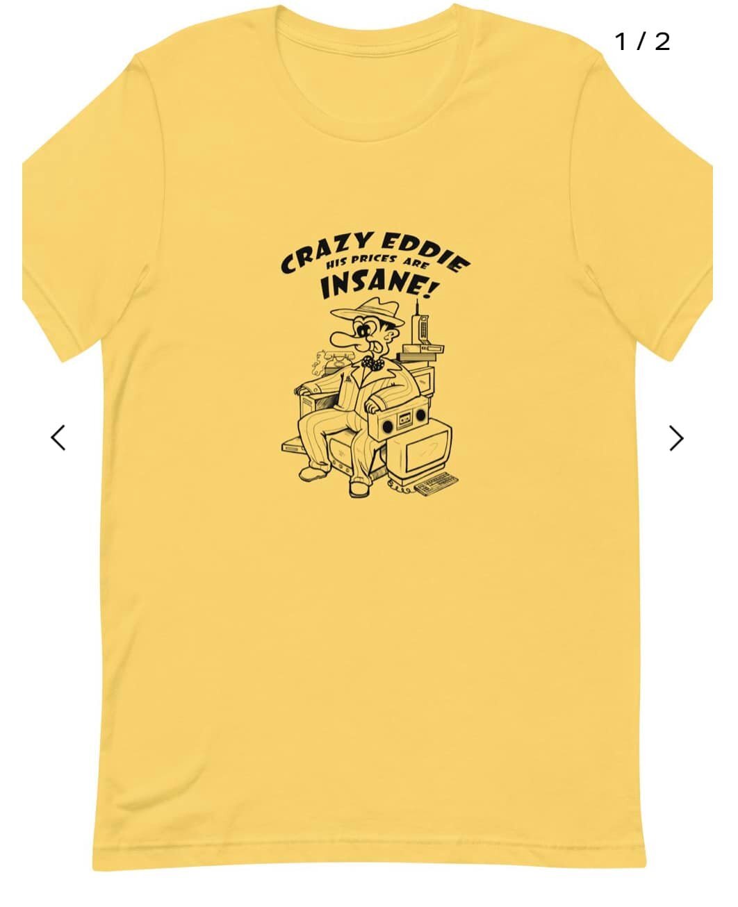 My original design tribute to both my dad and his entire Crazy Eddie family.  My dad started working for CE in 1975, it&rsquo;s what I have known my entire life. It&rsquo;s available on our website for you to have a piece of history and keep those in