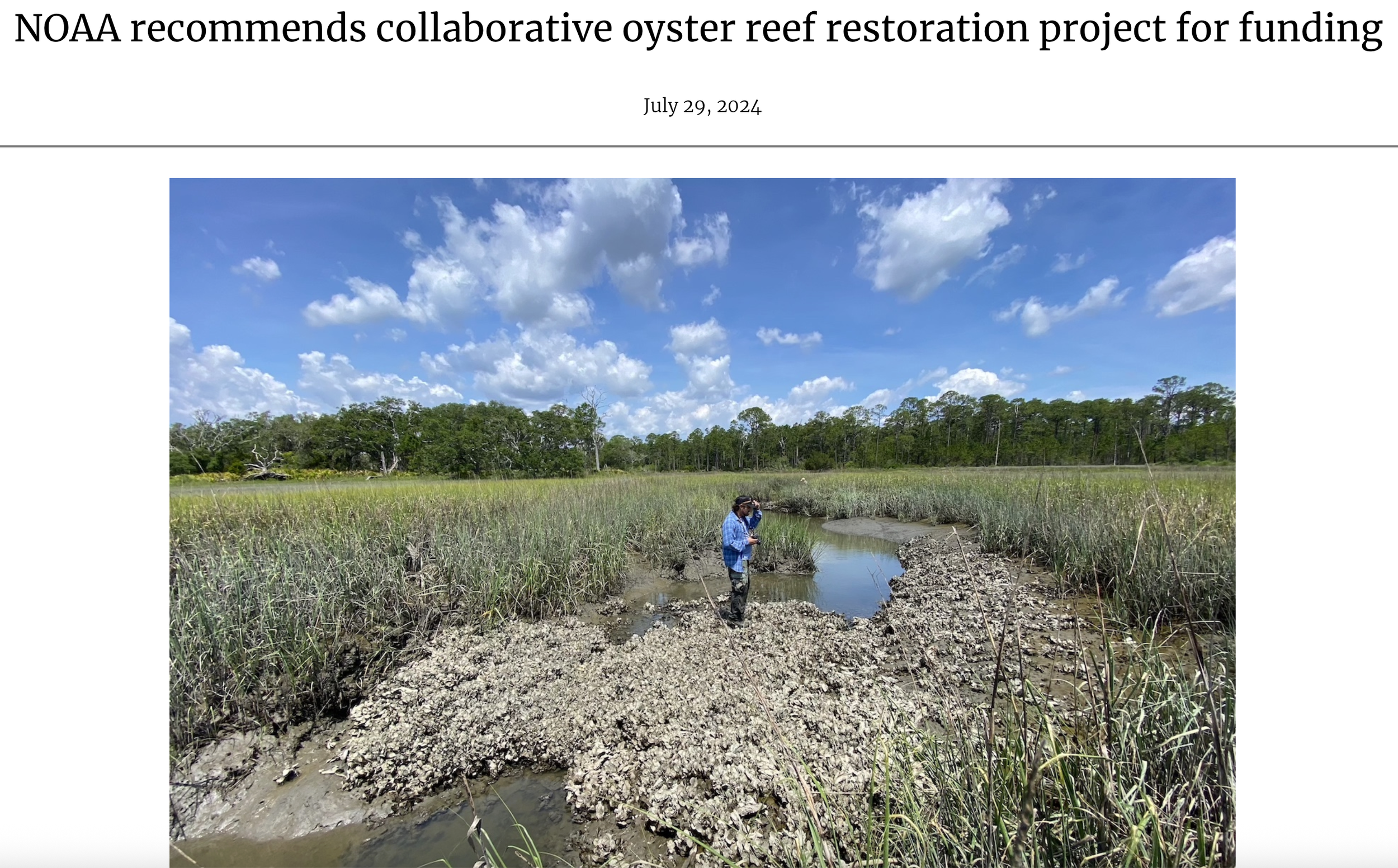 NOAA recommends collaborative oyster reef restoration project for funding