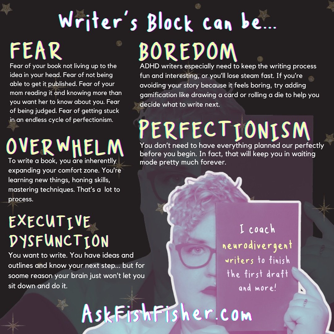 So you&rsquo;re once again haunted by the dreaded writer&rsquo;s block... 

But if you sit with it long enough, you&rsquo;ll realize that writer&rsquo;s block is shorthand for a BUNCH of things getting in your way.

Writer&rsquo;s block can be fear, 