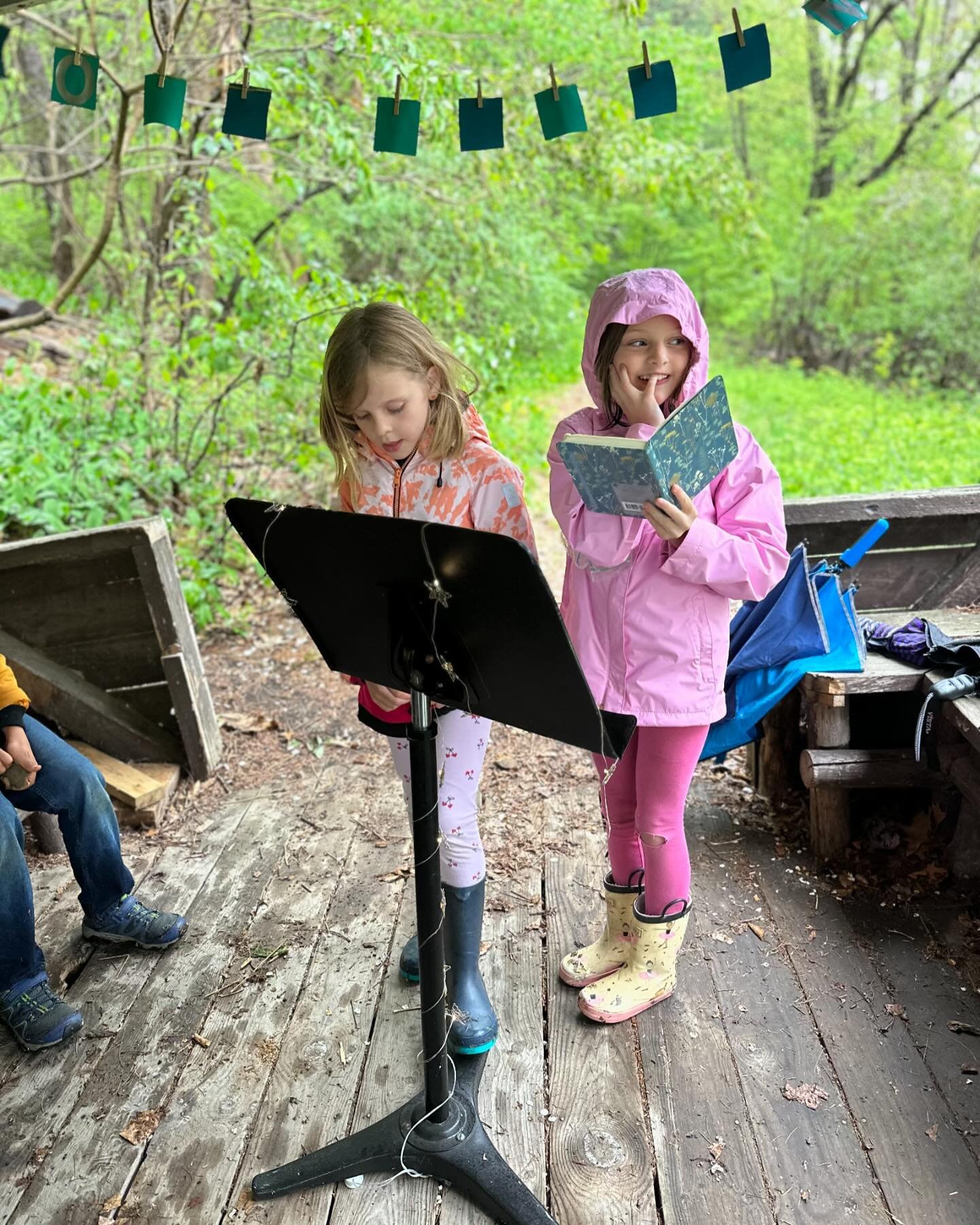 Celebrating our annual Poetry Cafe tradition with our wonderful librarian, Kristin Kane. Even the rain could not stop the joy of sharing our favorite poems. #poetryandkids #commonschool