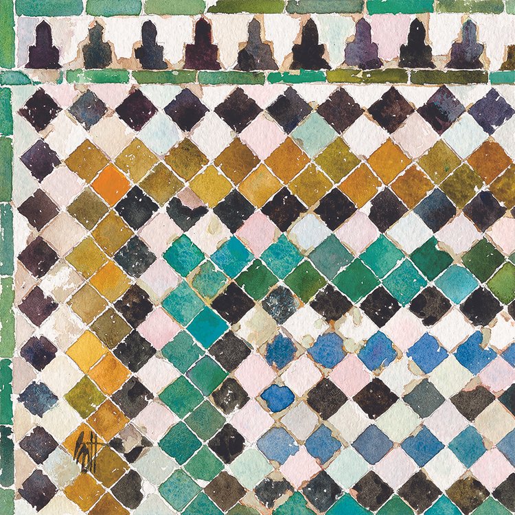 Alhambra Mosaic - Diagonal Square Pattern