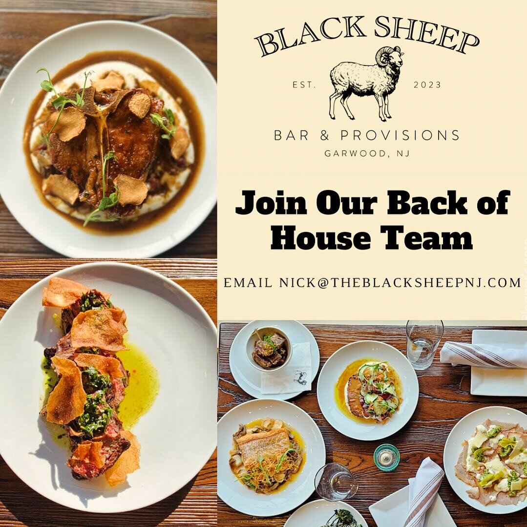 If you are interested in creating a unique culinary experience and want to be a part the Black Sheep family, this is your opportunity to join the team! 

Contact nick@theblacksheepnj.com for more info 

🐏🔥👨&zwj;🍳🥘🍖🇺🇸

#RestaurantJobs #NowHiri