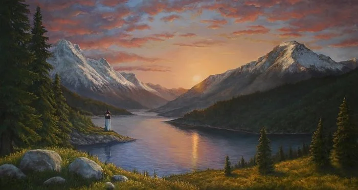 "The Home That Holds Me, The Home that Calls Me" Jessica Pittman Oil on Canvas 40" x 70" 
2025 $6,000 
