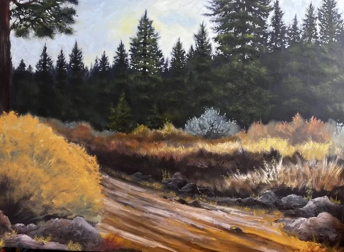 "A Walk in the Forest" Rick Stearns Oil on Canvas 36" x 48" 
2024 $5,000 