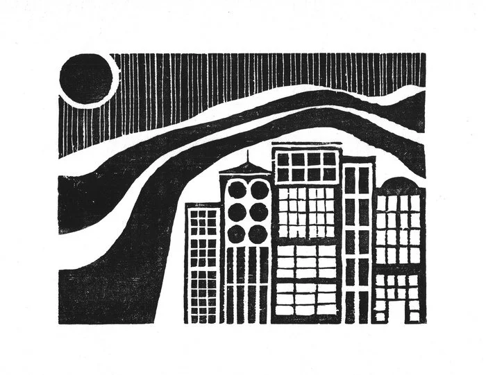 "Magic City" Mark Weaver Hand Printed Woodcut 10" x 13" 
2025 $275