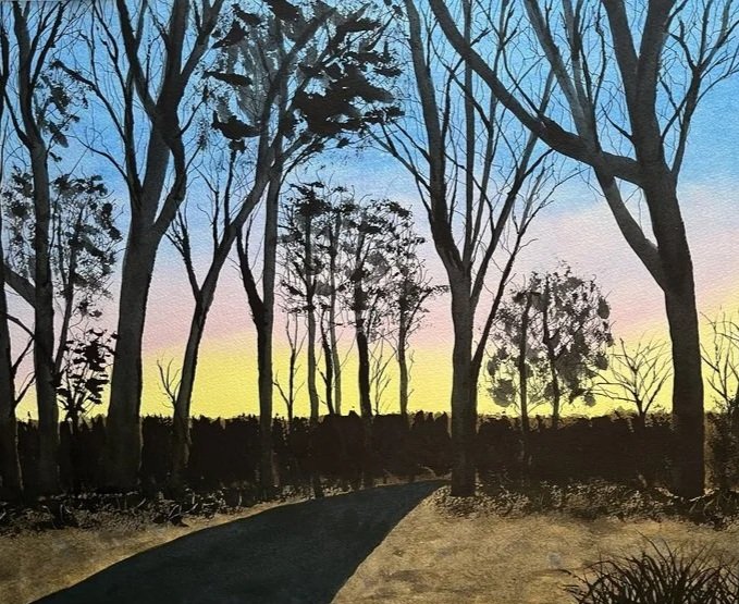 "Twilight Evening" Gregory Supple Watercolor 19" x 14" 
2024 $1,800 