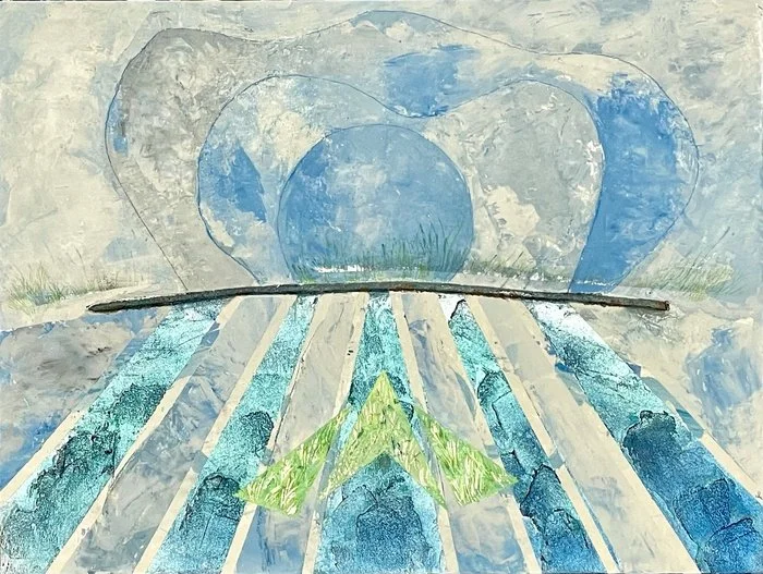 "Guilty by Dissociation" Anna Mathai Venetian Plaster, Limestone and Other Materials on Wood 30" x 40" 
2024 $3,600 