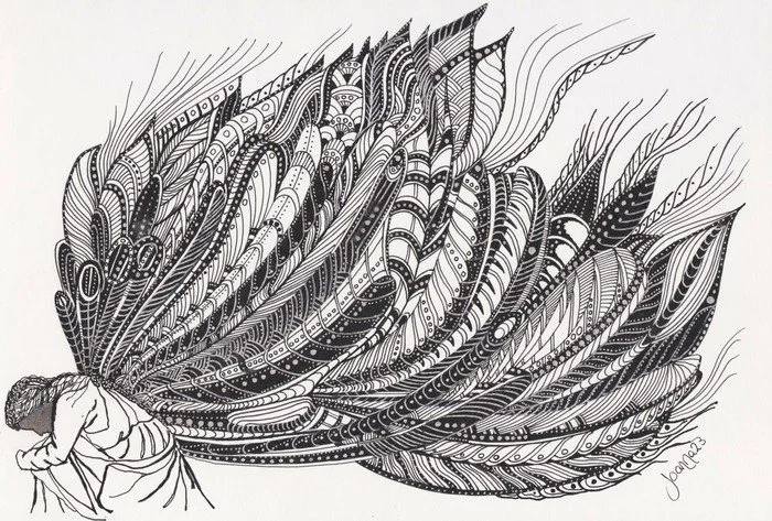 "Gabriel" Joanna Levesley Pen and Ink 21 cm x 29.7 cm 
2023 $2,000 