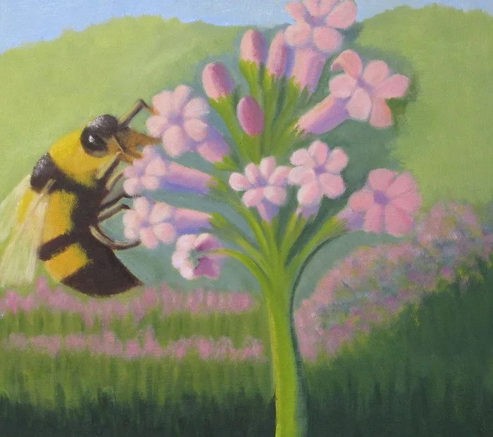 "Honeysuckle Treat" Roger Carver 
Oil on Canvas 12" x 12" 
2026 
$300 