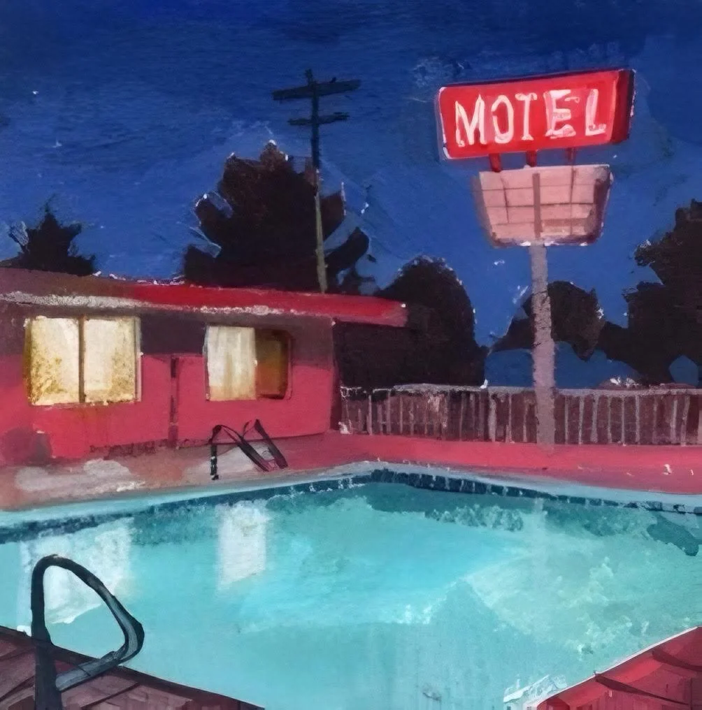 "Motel Swim" 
Cristal Ortiz Acrylic 
6" x 6" 
2026 
$175 
