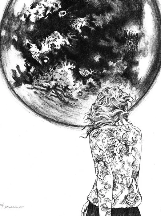 "Titan - Eyes Have Not Seen" John Calabrese Graphite Pencil on Paper 20" x 16" 
2021 $1,400 