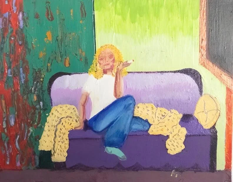 "Smoking in Yellow" Jennifer Glaaser 
Acrylic 10" x 8" 
2026 
$125 