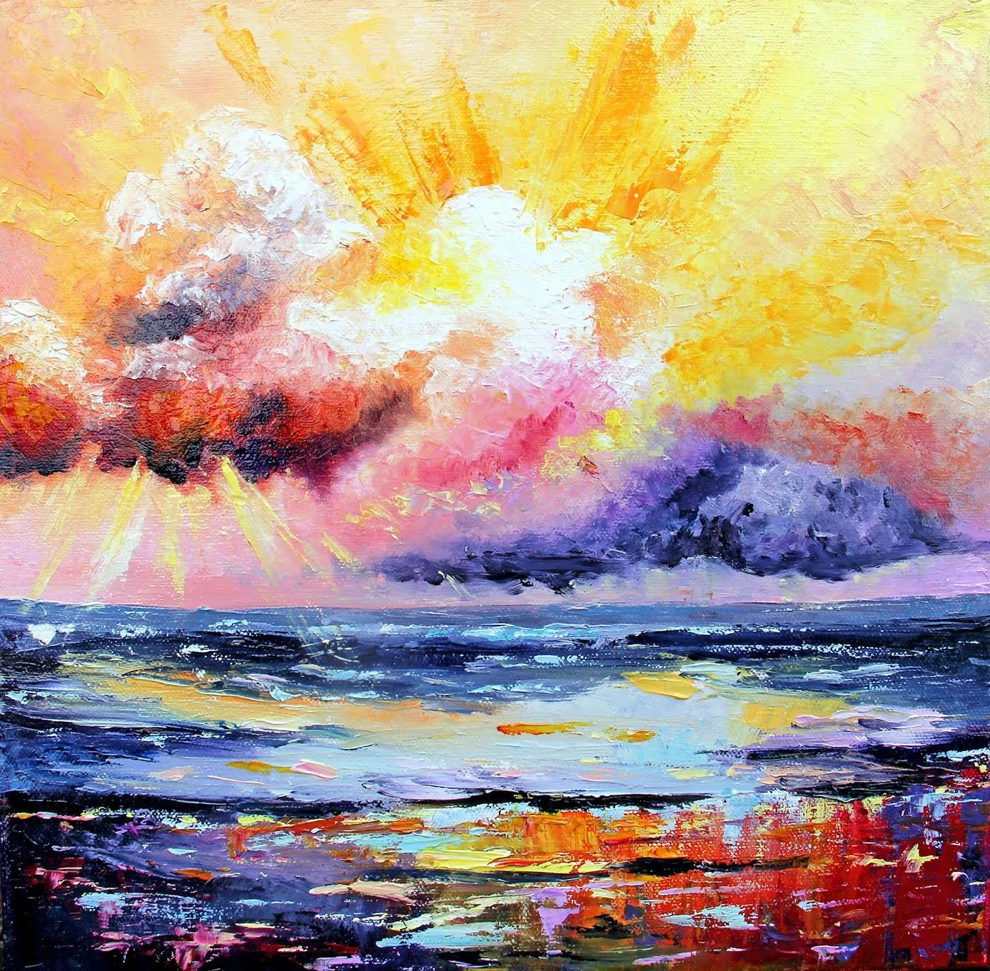 "After the Rain" Meaghan Troup Mifflinburg, PA, USA Oil Palette Knife Painting 12" x 12" 2023 $375 