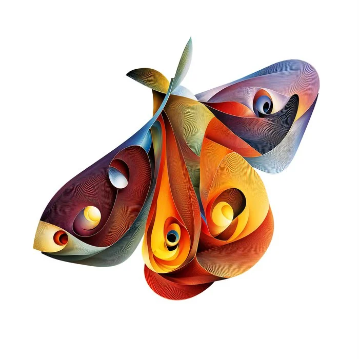 "Multi-Hued Central Park Moth" Ken Crost Digital Art - Dye Sublimation on Aluminum - 1 of 1 40" x 40" 
2025 $3,500 