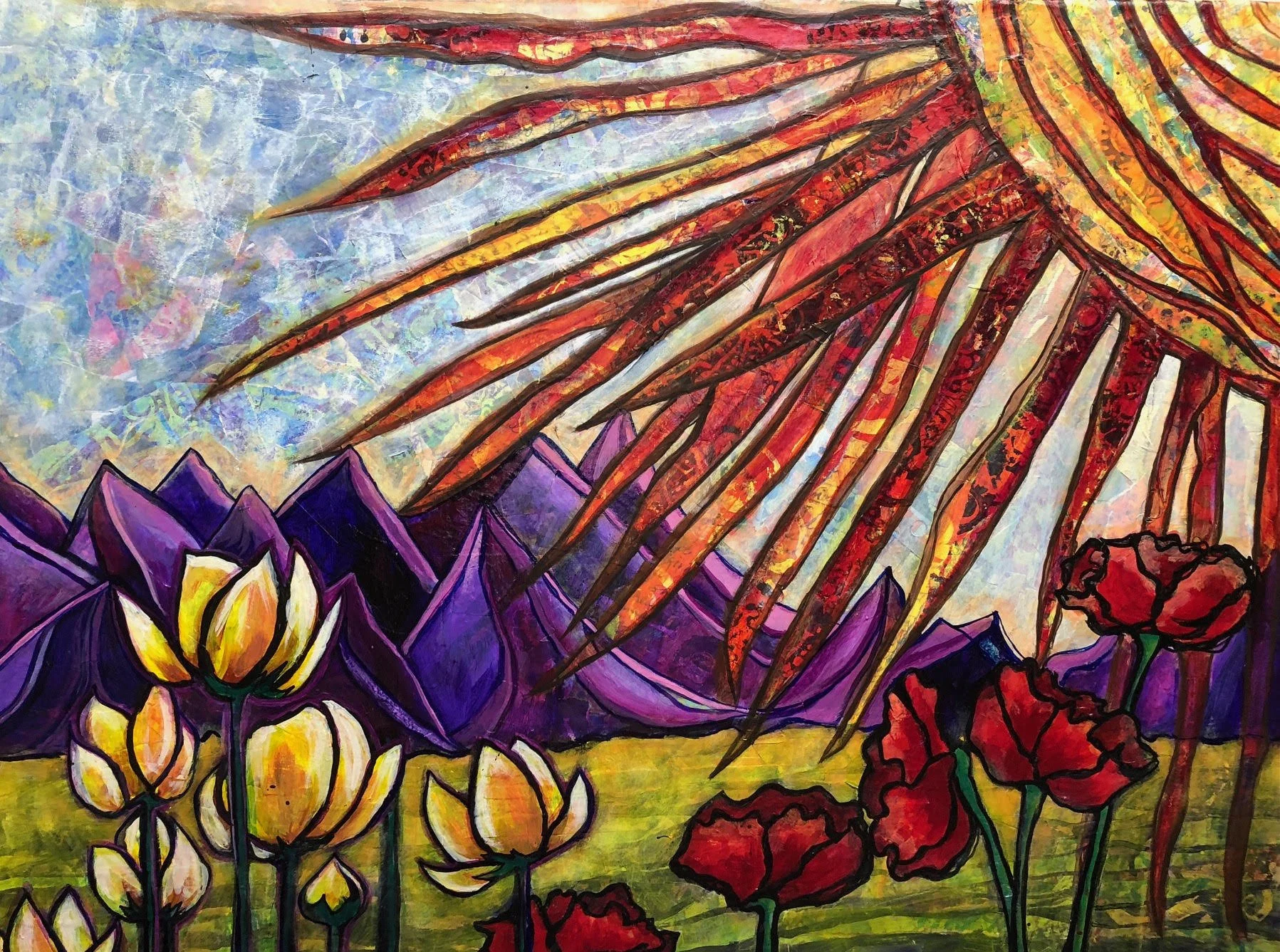 "Freedom" Lynne Mizera Creston, British Columbia, Canada 
Mixed Media; Collage and Acrylic Paints and Inks on Canvas 24" x 30" 
2019
 NFS 