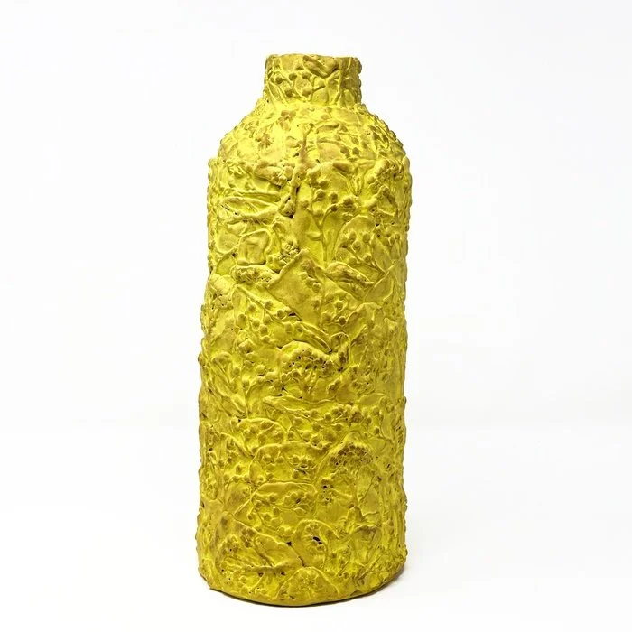 "Yellow Flower Abundance" Anita Hettena 
Stoneware Clay, Terra Sigillata, and Glaze (inside) 
13" x 5.25" x 5.25" 
2026 
$119 