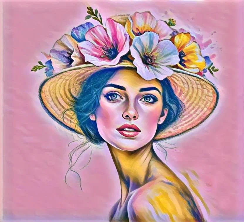 "Pink Elizabeth" Elaine Waters Niagara Falls, Ontario, Canada Acrylic Mixed Media on Gallery Wrapped Canvas 56 cm x 50 cm 2025 $1500 