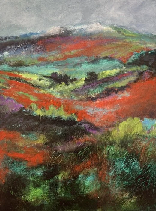 "Crimson Crest" Liz Thoresen Acrylic 24" x 18" 2024 $600 