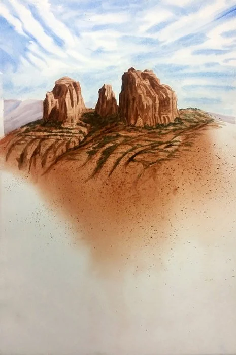 "Cathedral Rock, Sedona, AZ" Roberta Parry Transparent Watercolor 20" x 12" 
2017 $650 