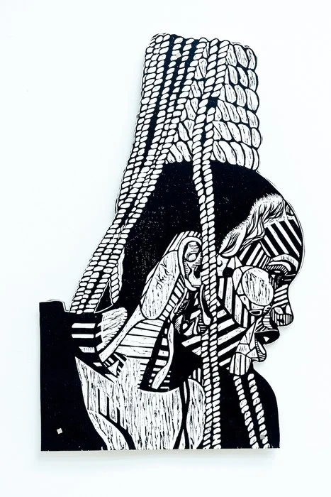 "Come With Me and Be My Love..." Jasmine Nicole Williams 
Woodcut 24" x 18" 
2024 
$1,000 