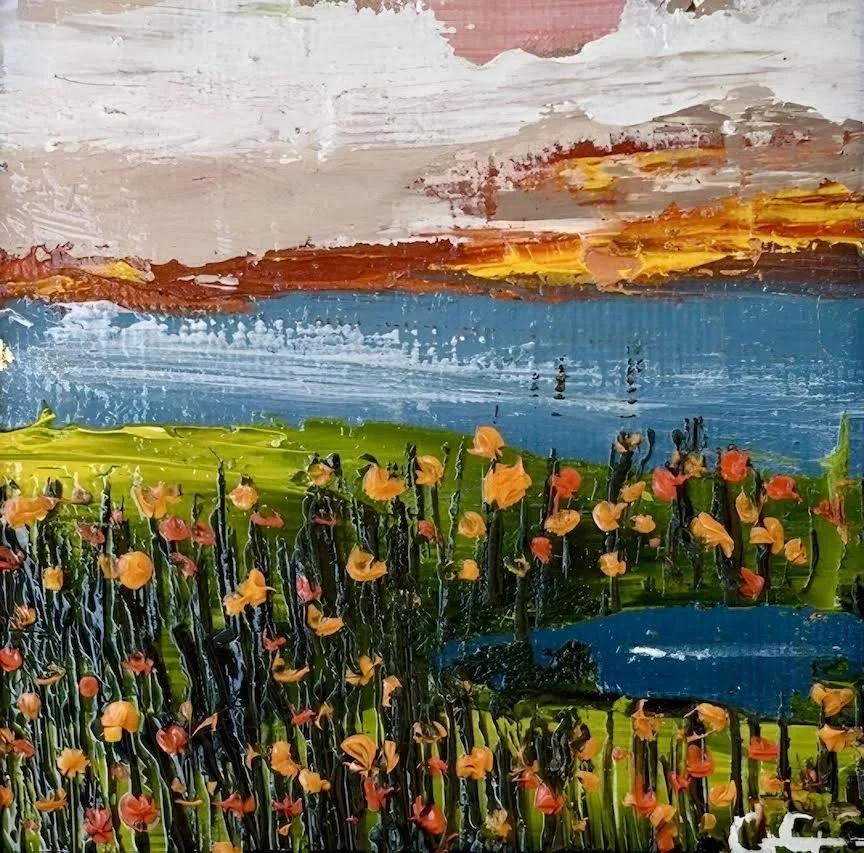 "Baby Vernal Pool" 
Georgina Gilmore Oil on Linen Panel 3" x 3" 
2026 
$65 
