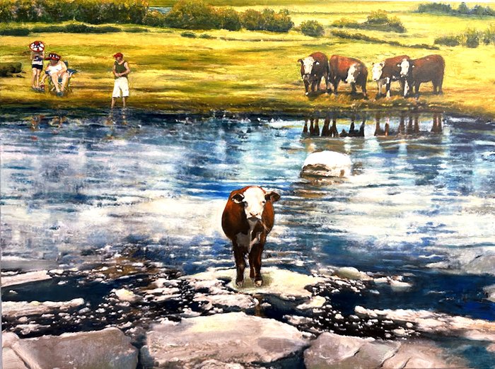 "Hitching a Ride" Marjorie and Bob Moskowitz Oil 36" x 48" 
2024 $9,500 