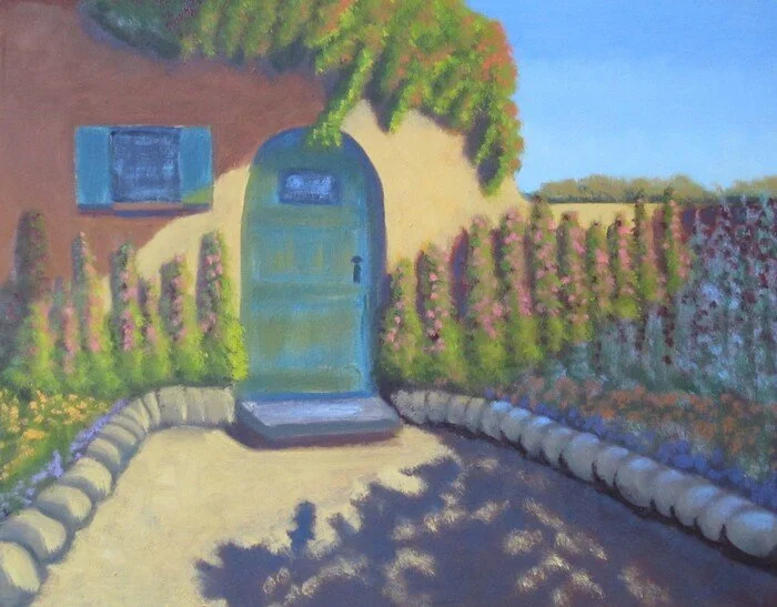 "Santa Fe Hollyhocks" 
Roger Carver 
Oil Paint on Canvas 
11" x 14" 
2026 
$300 