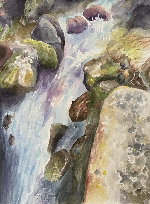 "Falling Water" Catherine Dean Watercolor on Paper 16" x 12" 
2023 $600 