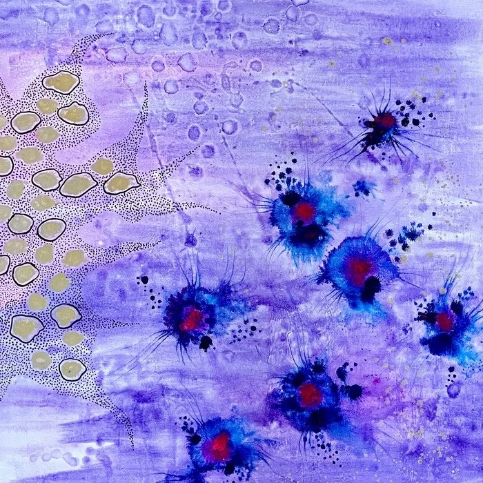 "Resistance" 
Kate Agarwal Watercolor and Acrylic Inks 20" x 20" 
2026 
$200 