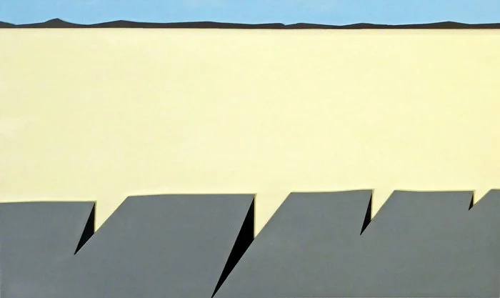 "Desert Precipice" Robert Fogel Shaped Painting on Cradled Birch 18" x 30" 
2019 $2,700 