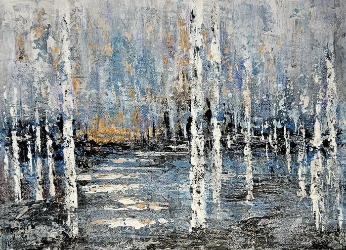 "Sunset in the Park" Yelena Lev-Navtikova Acrylic on Canvas 9" x 12"  
2025 $800 