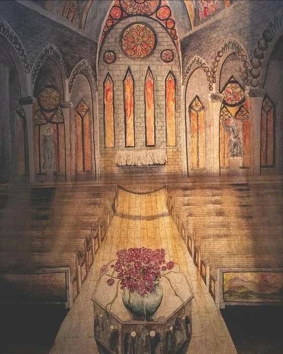 "It Didn't Feel Like A Sin"
 Kerrigan Reyes Watercolor and Ink 36" x 24" 
2024 $750 