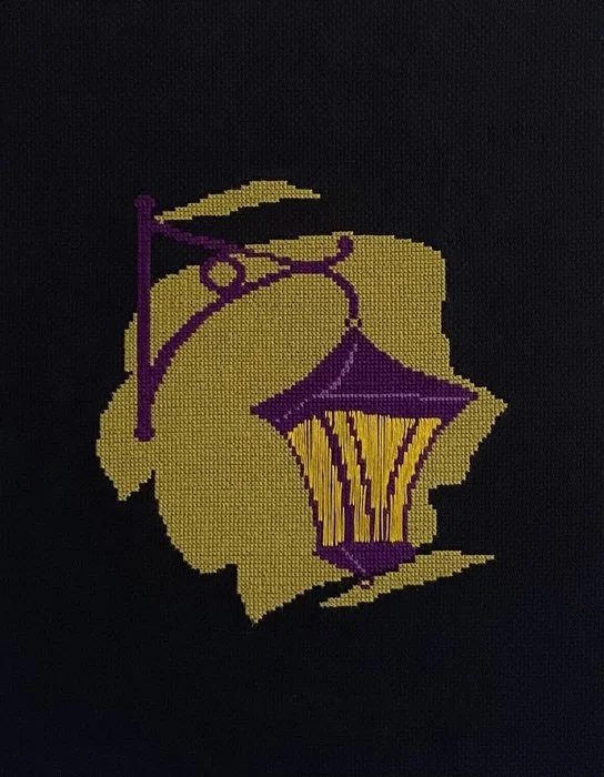 "The Purple Lantern" Mariana Ivanova 
Fiber, Embroidery 20" x 16" 
2024 
$1,200 