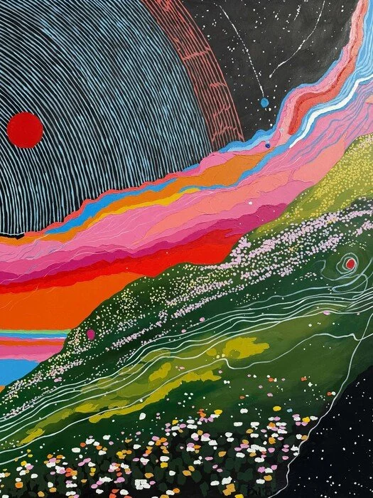 "Spring on Saturn" Kateryna Dudukalo Acrylic on Canvas 60" x 48" 
2025 $10,000 