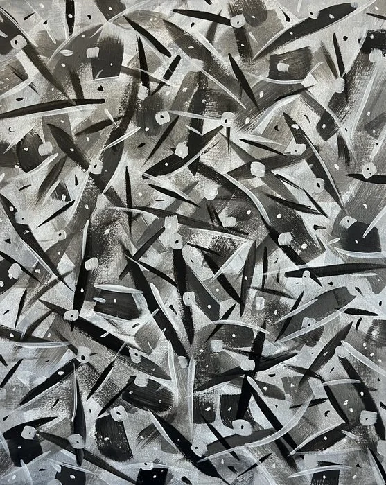 "Layers 2" David Barker Acrylic on Canvas Panel 
20" x 16" 
2026 
$200 