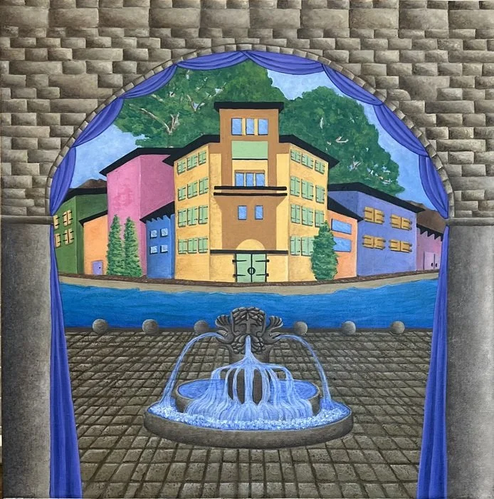 "A Perspective of the Opening Act" 
J Inky Lorain Cantrell Acrylic on Canvas 20" x 20" 
2025 $250 