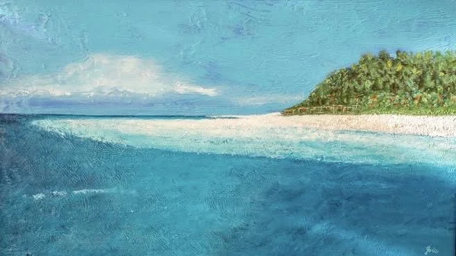 "Mnemba Blue Zanaibar" 
Joanne Dambrosio 
Acrylic with Texture on Canvas 
288" x 48" 
2023 
$2,800 