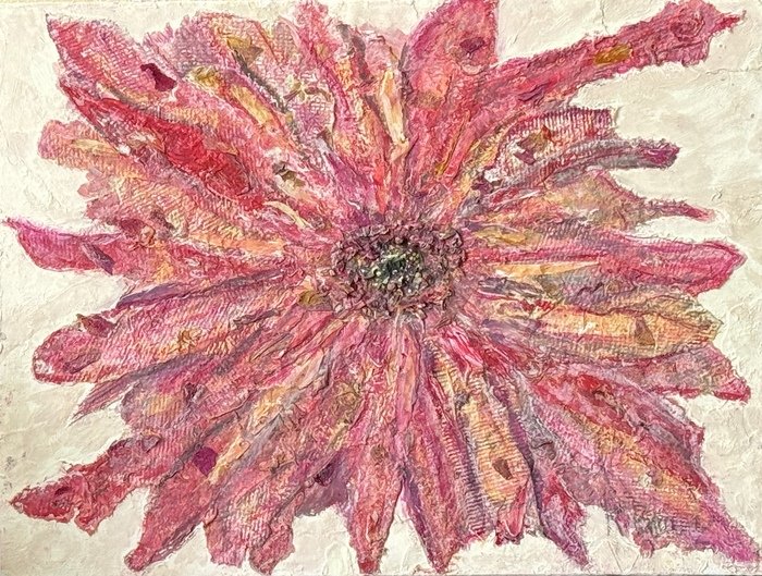 "Kindled (Up-Close Series)" Kaori Brown 
Handmade & Hand-painted Paper Collage with Acrylic & Gouache 
9" x 12" 
2026 
$350 